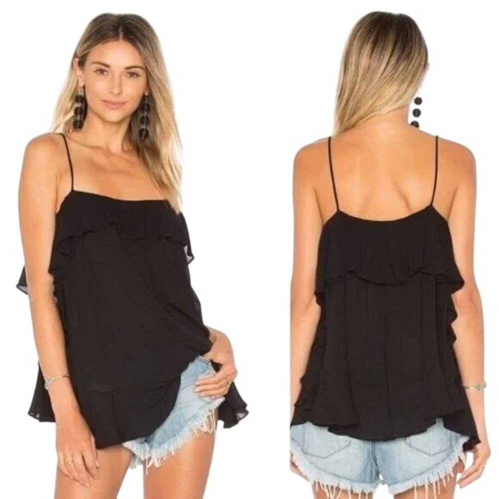 Free People Intimately Cascades Cami Top Sz XS Sleeveless Spaghetti Strap Ruffle